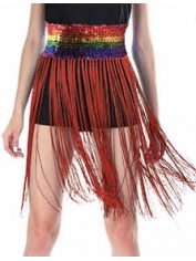 Rainbow Sequin Belt with Fringing - Mardi Gras Costumes