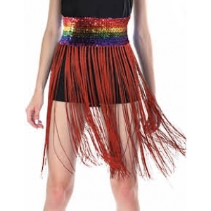 Rainbow Sequin Belt with Fringing - Mardi Gras Costumes