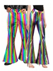Metallic Rainbow Flare Pants - Mardi Gras Costumes