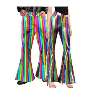 Metallic Rainbow Flare Pants - Mardi Gras Costumes