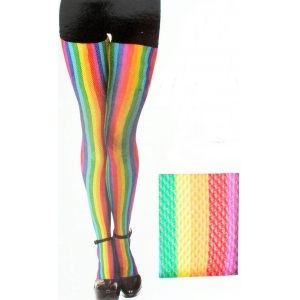Rainbow Fishnet Stockings Stripe - Mardi Gras Costumes