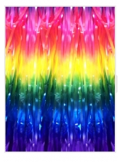 Dark Pastel Rainbow Tinsel Curtain - Rainbow Party Decorations