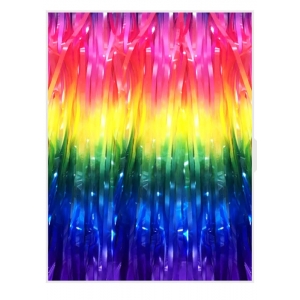 Dark Pastel Rainbow Tinsel Curtain - Rainbow Party Decorations