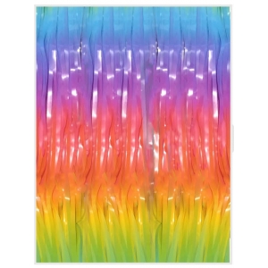 Light Pastel Rainbow Tinsel Curtain - Rainbow Party Decorations