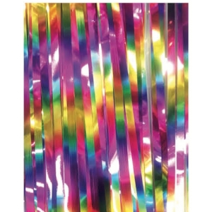 Deluxe Rainbow Iridescent Metallic Curtain - Rainbow Party Decorations