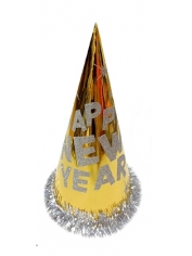 New Year Party Cone Hat Gold - New Year's Eve Hat