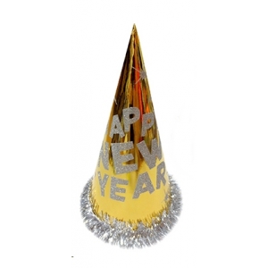 New Year Party Cone Hat Gold - New Year's Eve Hat