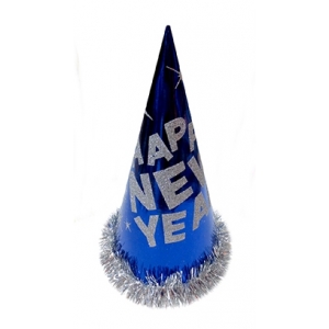 New Year Party Cone Hat Blue - New Year's Eve Hat