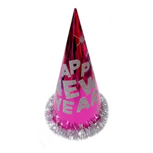 New Year Party Cone Hat Pink - New Year's Eve Hat