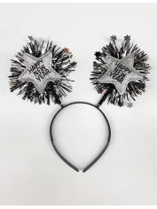 Happy New Year Headband Silver - New Year's Eve Costumes