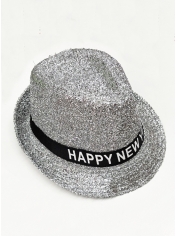 New Year Party Trilby Hat Silver - New Year's Eve Hat