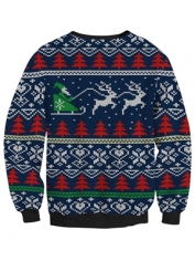 Christmas Sweater Reindeer Blue (Printed) - Adult Christmas Costumes Christmas Sweater Reindeer Blue (Printed) - Adult Christmas Costumes