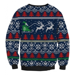 Christmas Sweater Reindeer Blue (Printed) - Adult Christmas Costumes