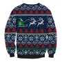 Christmas Sweater Reindeer Blue (Printed) - Adult Christmas Costumes