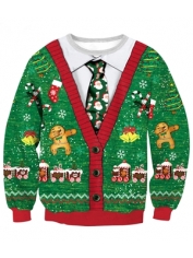 Christmas Sweater With Tie Green (Printed) - Adult Christmas Costumes Christmas Sweater With Tie Green (Printed) - Adult Christmas Costumes