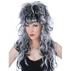 Evilene Curly Wig - Long Grey Wigs
