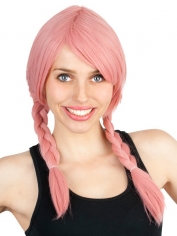 Pale Pink Plaited Wig - Long Pink Wigs