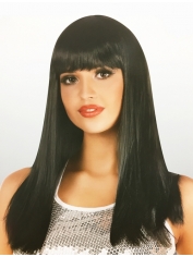 Long Black Wig with Fringe - Natural Look Wigs