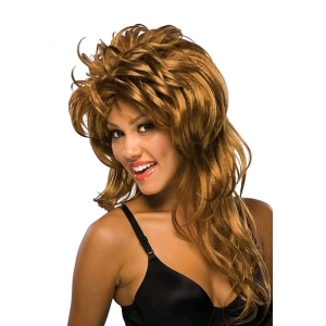 80s Wig Diva Rock Wig - Brown Curly Wigs