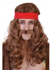 Lennon Long Brown Hippie Wig - 60's Wig