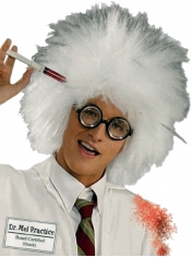 Dr Mel Practice Scientist Wig - Short White Spiky Wig