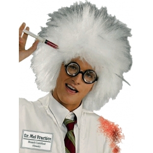 Dr Mel Practice Scientist Wig - Short White Spiky Wig