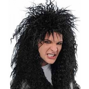 Rock Wig Black Curly Wig - Long Black Wigs 80s Wigs 
