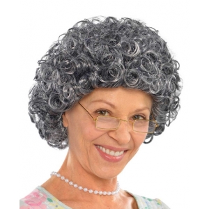 Granny Wig Grey Wig - Short Grey Curly Wig